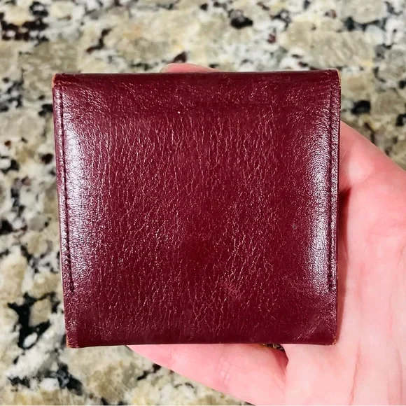 CARTIER Oxblood Red Leather Logo Small Wallet 💯 AUTHENTIC - Picture 5 of 13